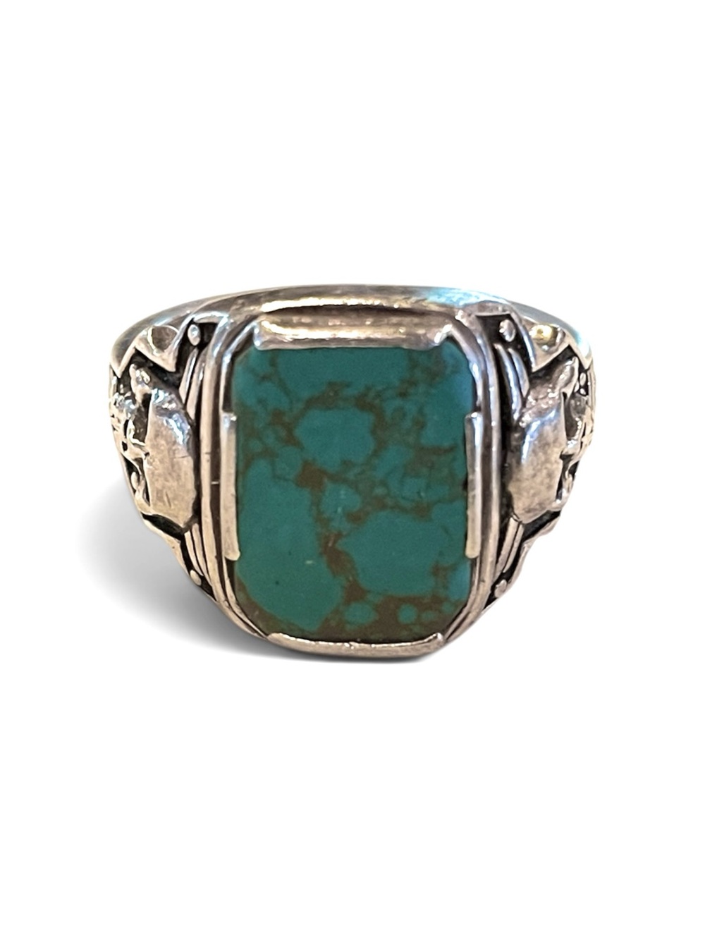 Clock & Colours Turquoise Sterling Desperado Skull Ring Size 14.5 Men’s